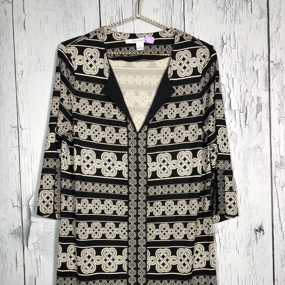 Diane Von Furstenberg Black/WhiteSilk-Jersey Dress - Picture 2 of 11